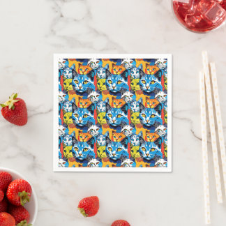 Colourful Kitty Pop Art Cat Pattern Napkin