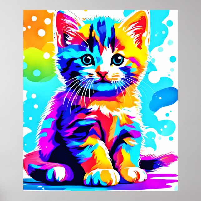 Colourful Kitty Splash Poster (Front)