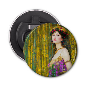 Colourful Klimt Style Collage Portrait of a Woman Bottle Opener