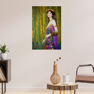 Colourful Klimt Style Collage Portrait of a Woman Poster