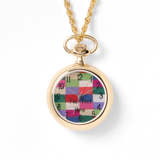 colourful knitted patchwork squares vintage style watch (Front)