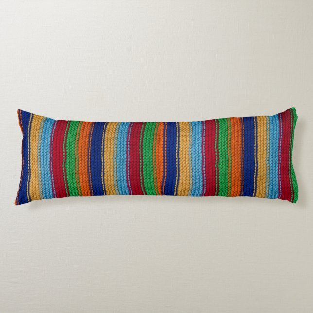 Colourful knitted stripes body cushion (Front)