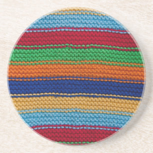 Colourful knitted stripes coaster