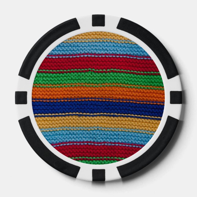 Colourful knitted stripes poker chips (Front)
