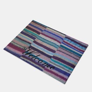 colourful knitted stripes unique vintage fun desig doormat