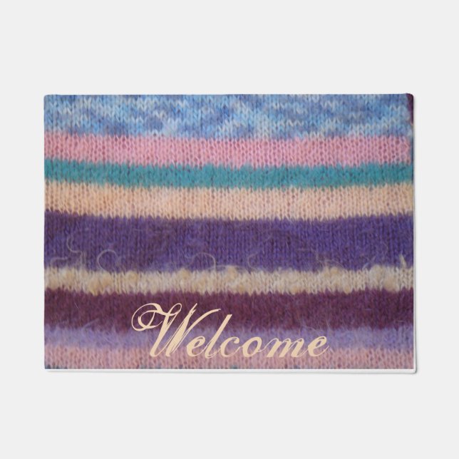 colourful knitted stripes unique vintage fun desig doormat (Front)