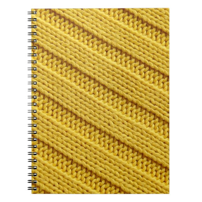 Colourful knitted textile texture. Yellow. Notebook (Front)