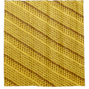 Colourful knitted textile texture. Yellow. Shower Curtain