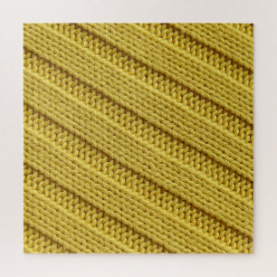 Colourful knitted textile, yellow texture. jigsaw puzzle
