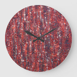 Colourful Knitted Texture: Cosy Background Large Clock