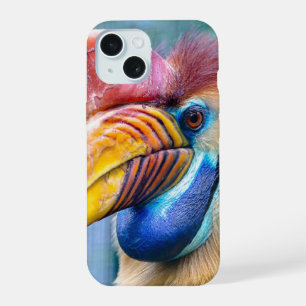 Colourful Knobbed Hornbill Face iPhone 15 Case
