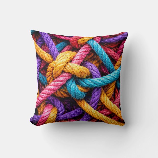 Colourful Knotted Rope Pattern – Vibrant  Tshirt Cushion (Front)