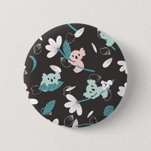 Colourful Koala Pattern Cute Animal and Floral 6 Cm Round Badge