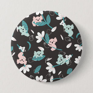 Colourful Koala Pattern Cute Animal and Floral 7.5 Cm Round Badge