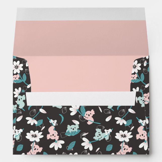 Colourful Koala Pattern Cute Animal and Floral Envelope (Back (Bottom))