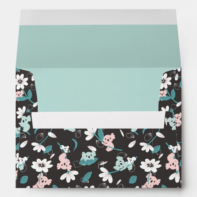 Colourful Koala Pattern Cute Animal and Floral Envelope (Back (Bottom))