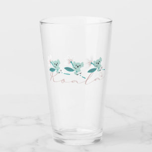 Colourful Koala Pattern Cute Animal and Floral Glass