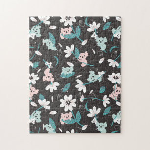 Colourful Koala Pattern Cute Animal and Floral Jigsaw Puzzle