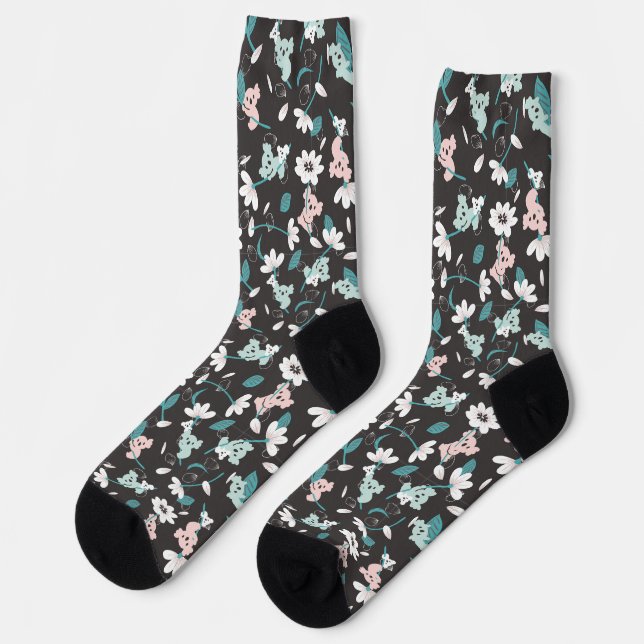 Colourful Koala Pattern Cute Animal and Floral Socks (Left)