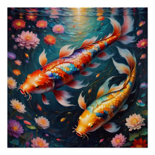 Colourful Koi Fish no 1 Glossy Poster