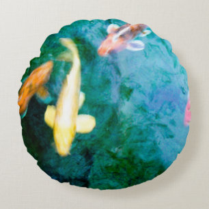 Colourful Koi Fish Round Cushion