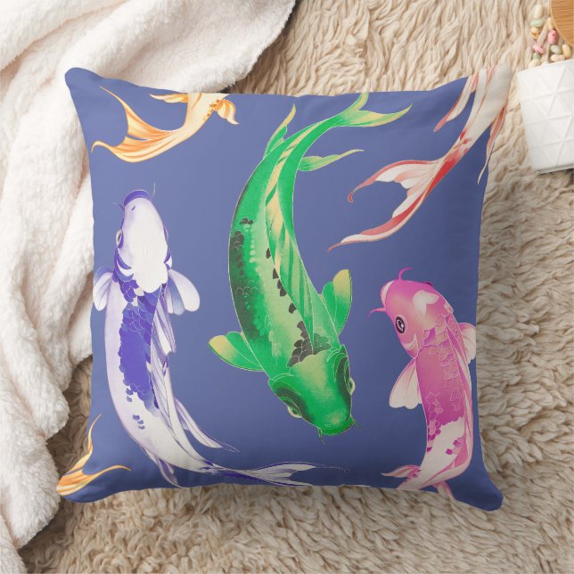 colourful koi fish throw pillow (Blanket)