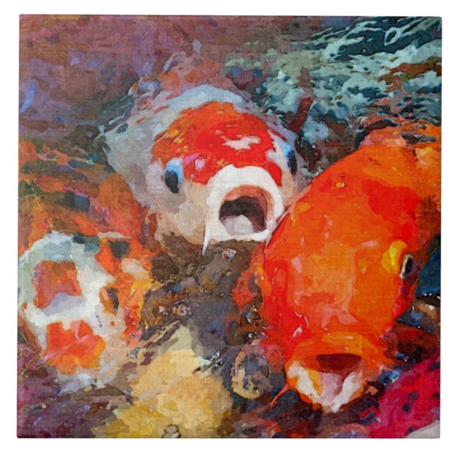 Colourful Koi Fish Tile (Front)