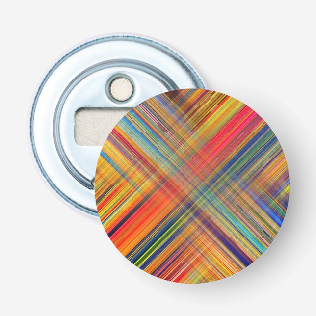Colourful Kriss Kross Pattern Plaid Bottle Opener (Front)