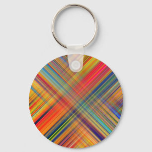 Colourful Kriss Kross Pattern Plaid Key Ring