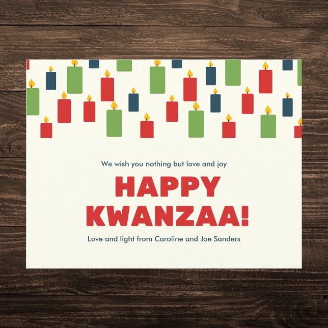 Colourful Kwanzaa Candle Pattern Holiday Postcard (Creator Uploaded)