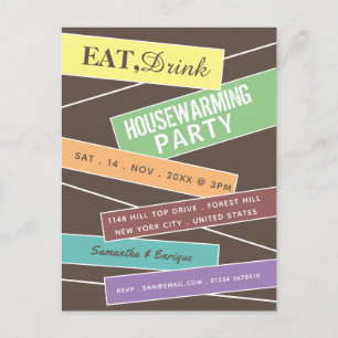 Colourful Label, Housewarming Party Invite
