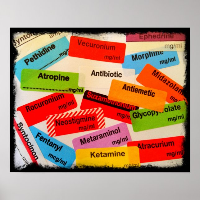 COLOURFUL LABELS GRUNGE BORDER POSTER (Front)