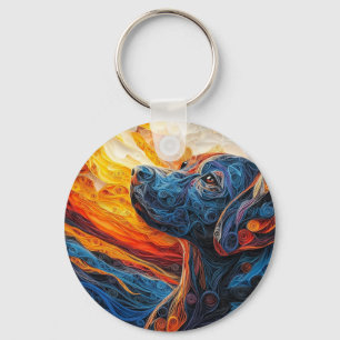 Colourful Labrador Retriever Dog Portrait Key Ring