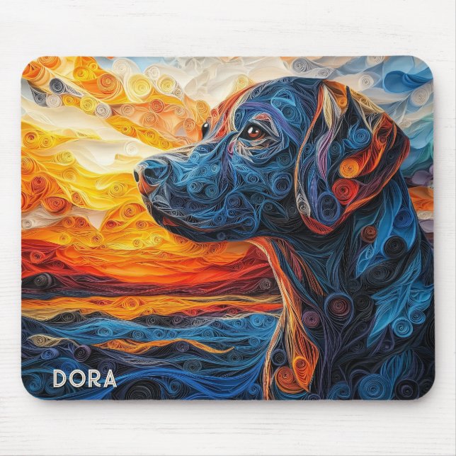 Colourful Labrador Retriever Dog Portrait Mouse Pad (Front)