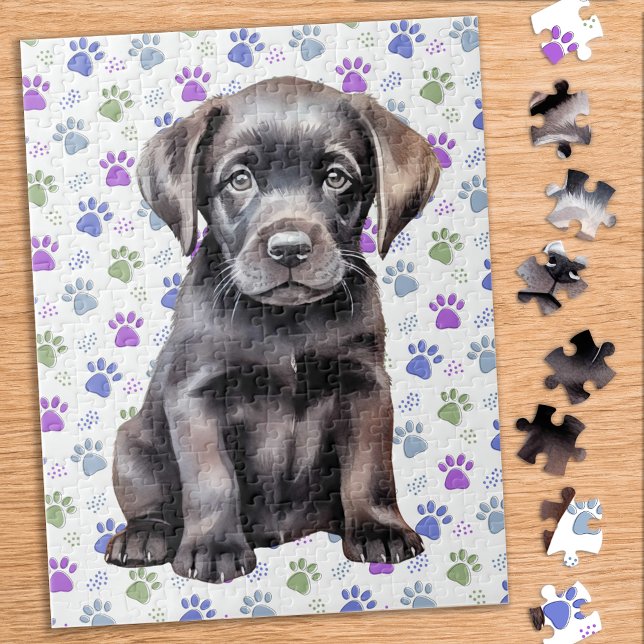 Colourful Labrador Retriever Puppy Paw Prints Jigsaw Puzzle (Creator Uploaded)