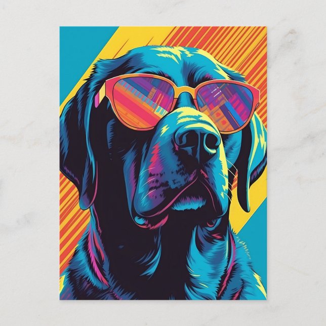 Colourful Labrador with sunglasses Postcard (Front)