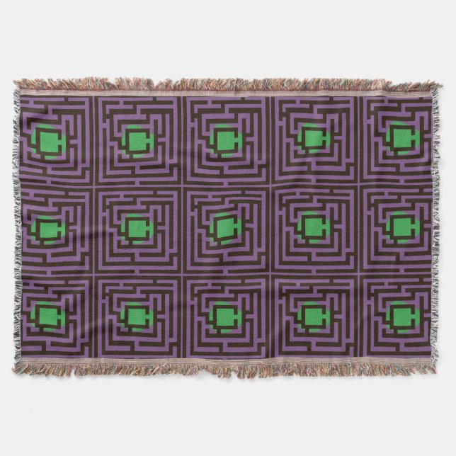 Colourful Labyrinth Pattern on Custom Colour Throw Blanket (Front)