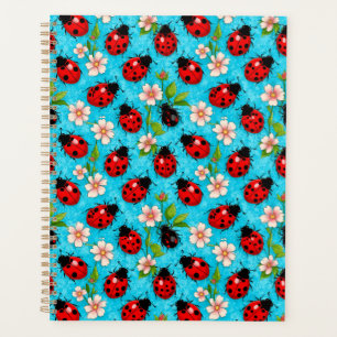 Colourful Ladybug Pattern with Flowers Planner