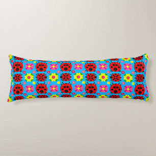 Colourful Ladybugs and Flowers Body Cushion