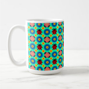Colourful Ladybugs and Flowers Coffee Mug