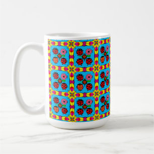 Colourful Ladybugs and Flowers Coffee Mug