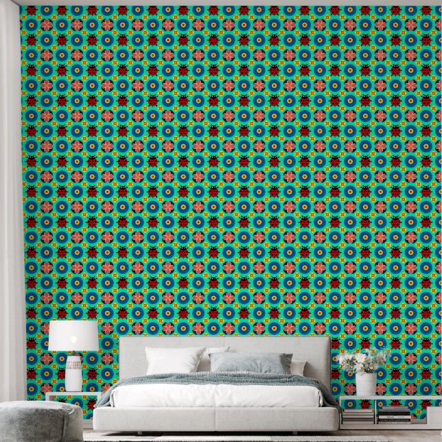 Colourful Ladybugs and Flowers Wallpaper (Bedroom)