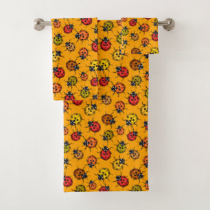 Colourful ladybugs bath towel set