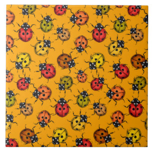 Colourful ladybugs ceramic tile
