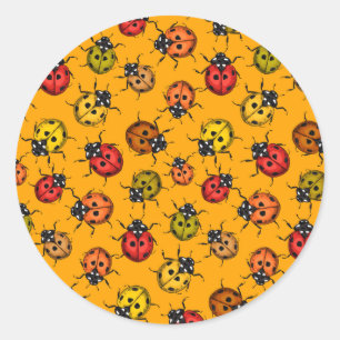 Colourful ladybugs classic round sticker