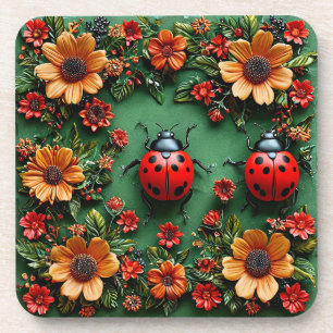 Colourful ladybugs coaster