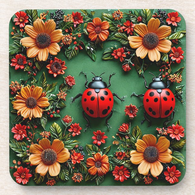 Colourful ladybugs Gift for Home & Kitchen Styling Coaster (Front)