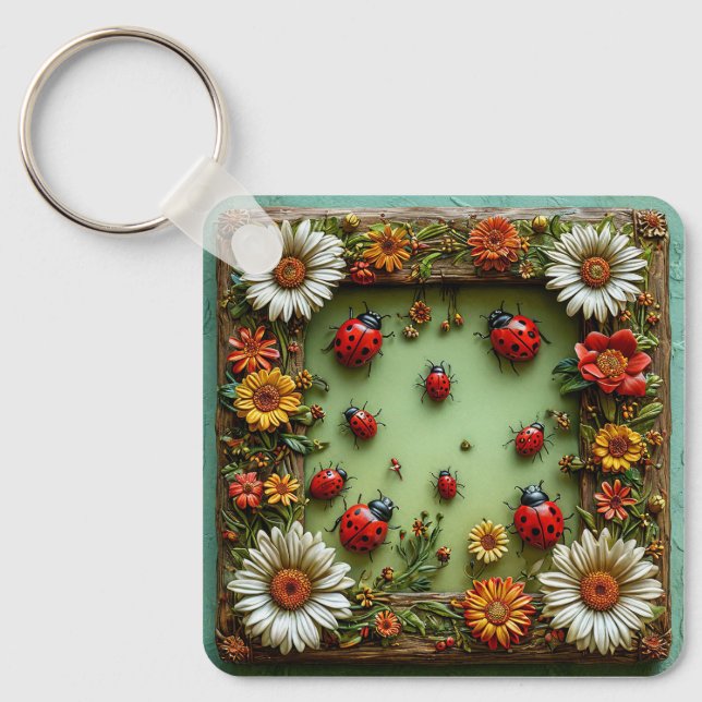Colourful ladybugs key ring (Front)
