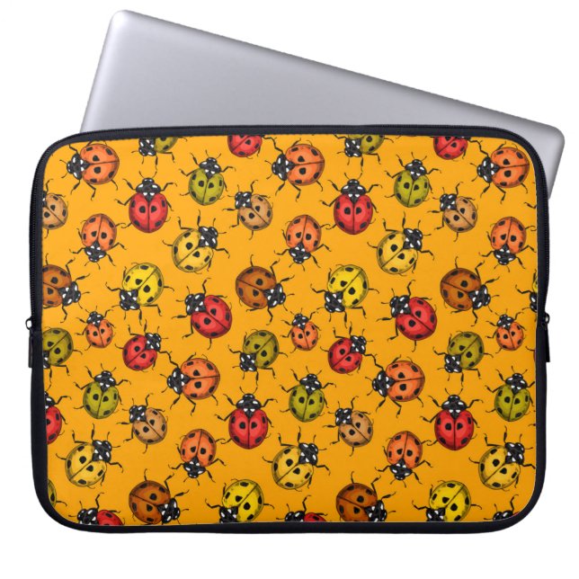 Colourful ladybugs laptop sleeve (Front)