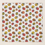 Colourful ladybugs on white scarf<br><div class="desc">Seamless pattern made of hand drawn ladybugs.</div>